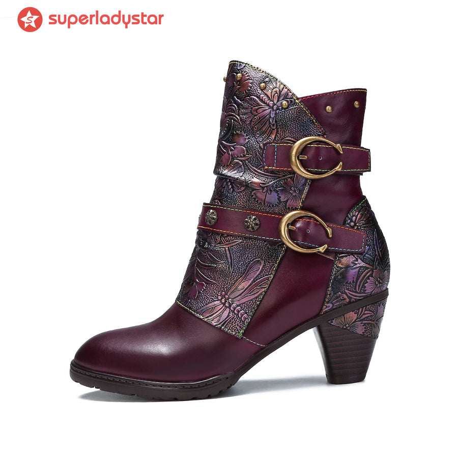 Retro Painted Genuine Leather Clasp Ankle Boots – superladystar