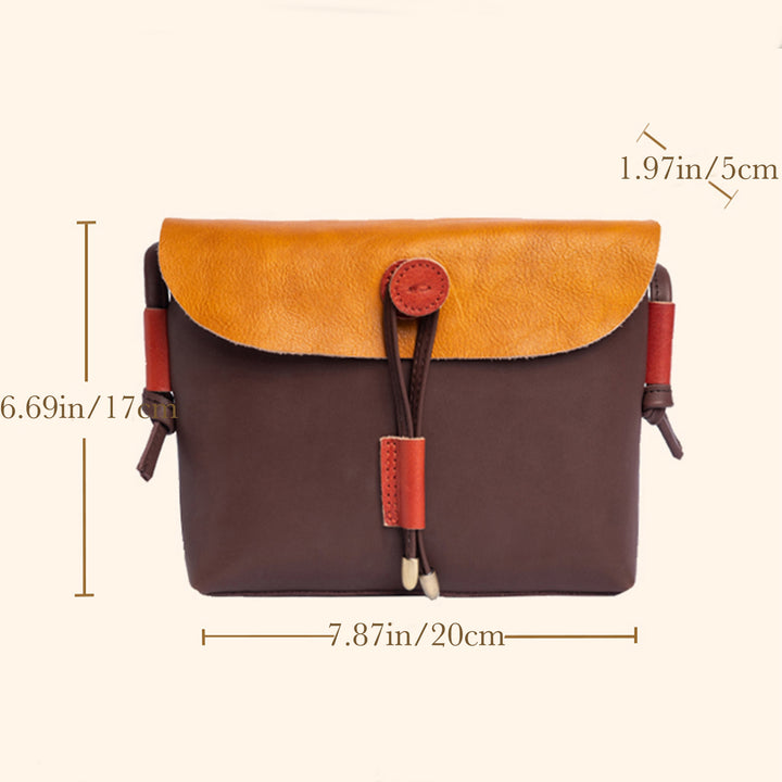Retro Casual Leather Color Block Single Shoulder Bag