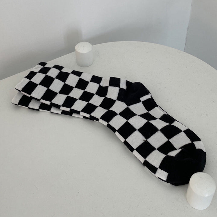 Klassische Schachbrettbaumwäsche Socken