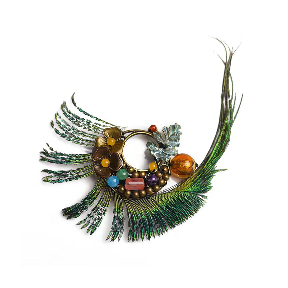 Vintage Peacock Feder Corsage