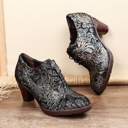 Retro Handmade Leather Exquisite Pumps