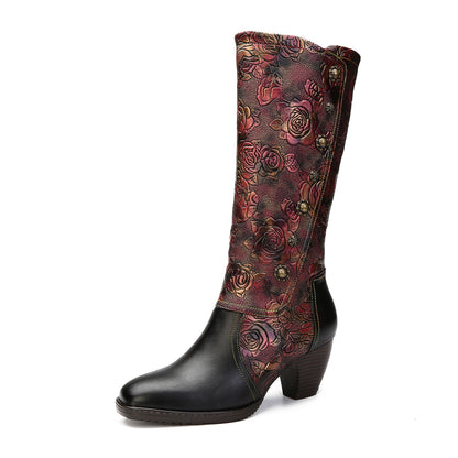 Botas feitas à mão estampadas retrô