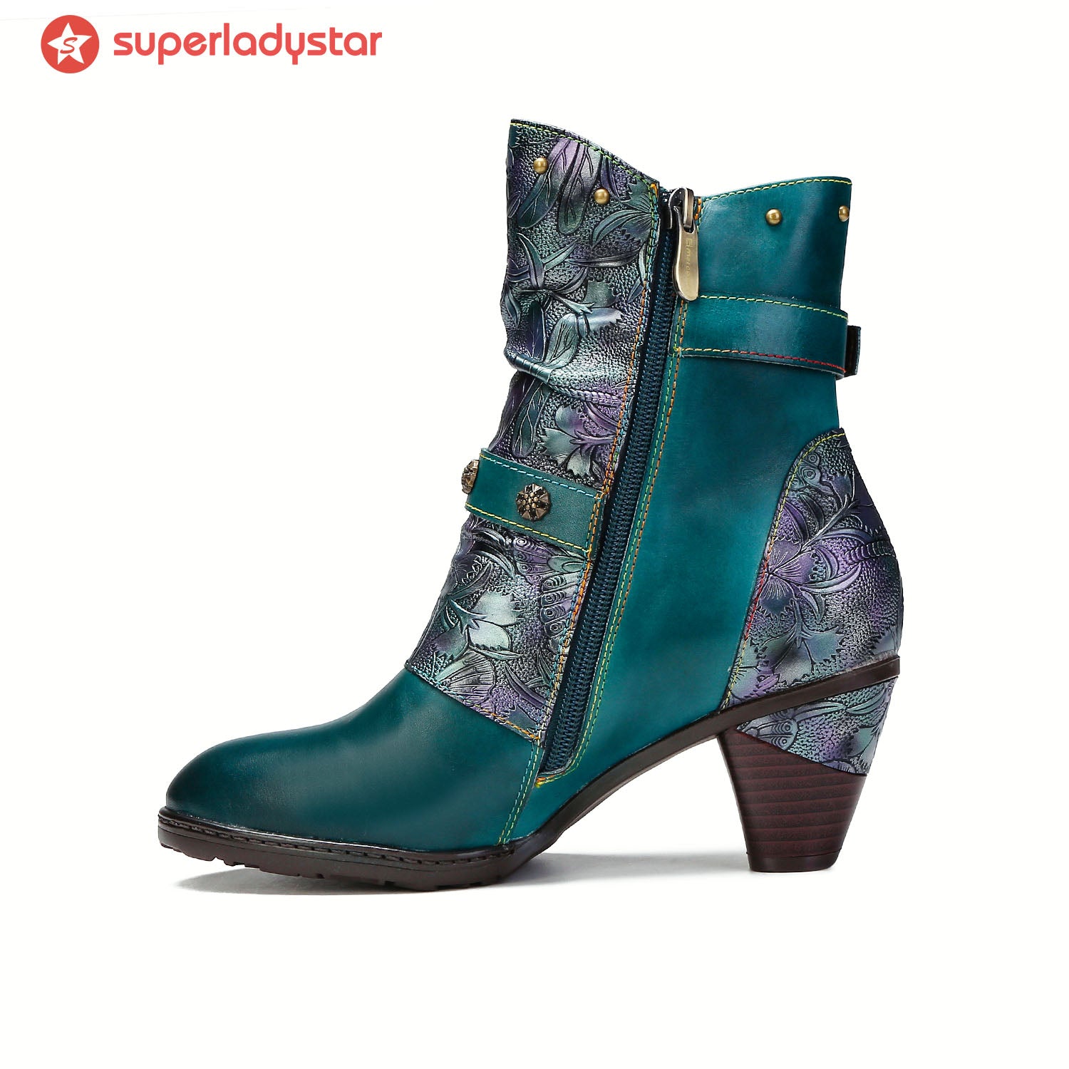 Retro Painted Genuine Leather Clasp Ankle Boots