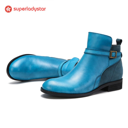 Gemütliche Leder -Flachstiefel