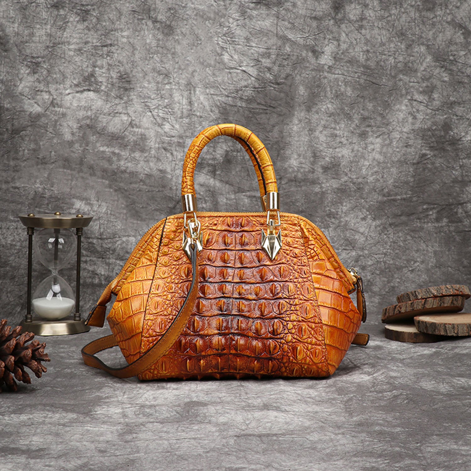 Vintage Leather Fashion Crocodile Pattern Shell Bag