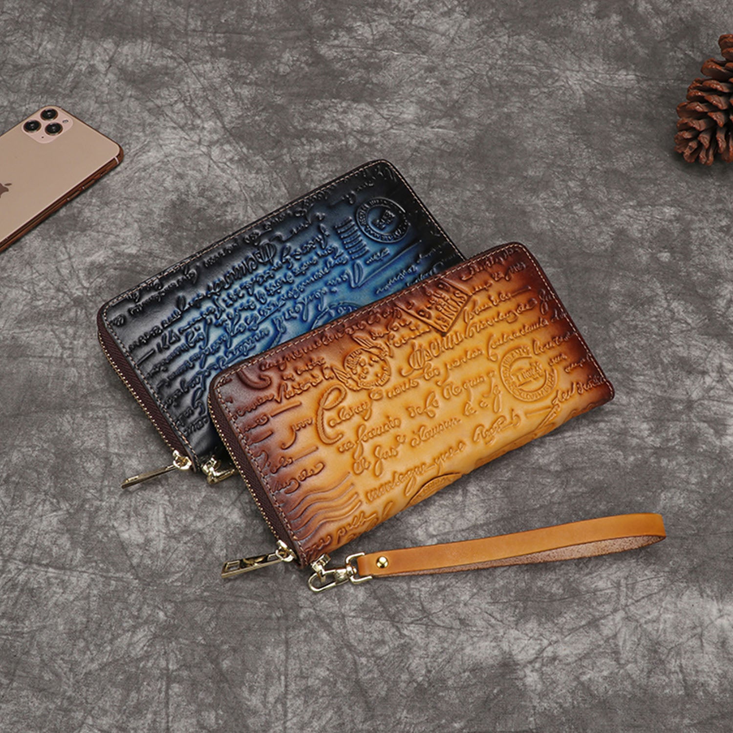 Vintage Hand-painted Handmade Embossed Wallet