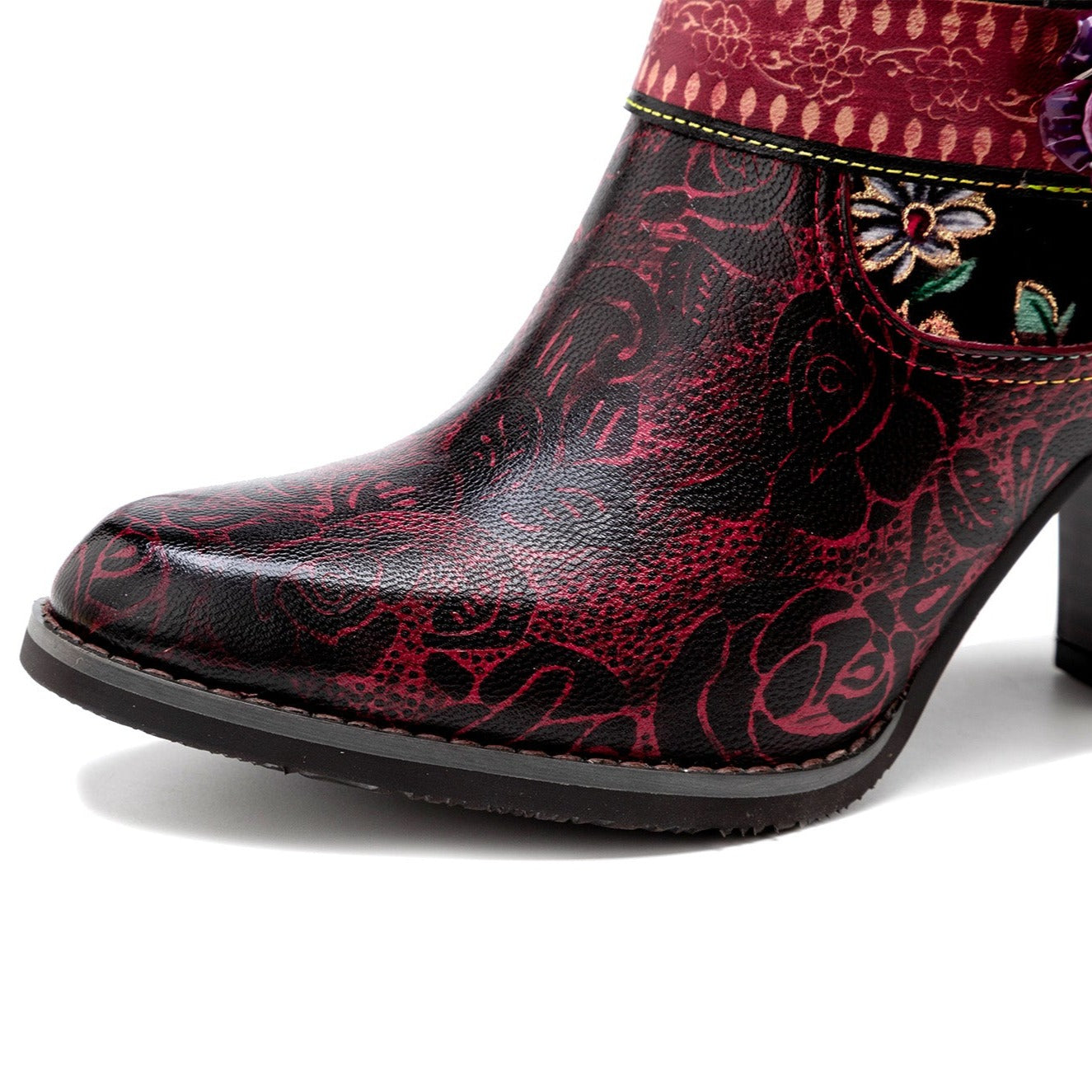 Handmade Floral Embossed Embroidery Elegant Boots