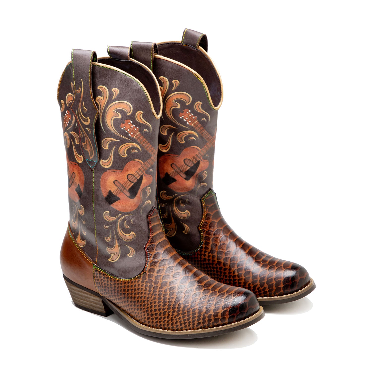 Bottes de cowboy de motif de poisson