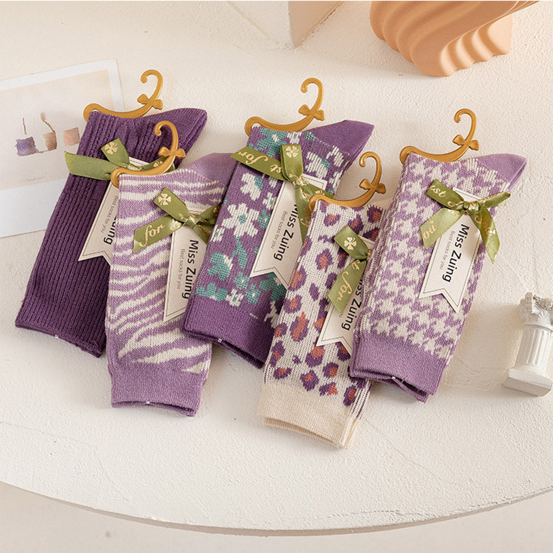 Warm Purple Combination Cotton Socks
