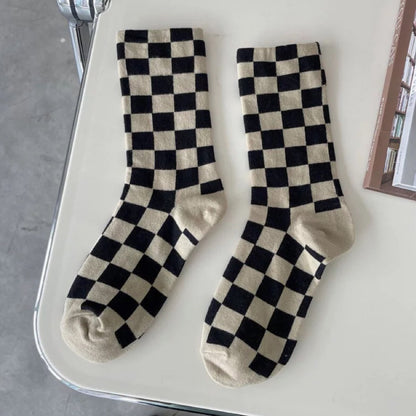 Classic Checkerboard Cotton Socks