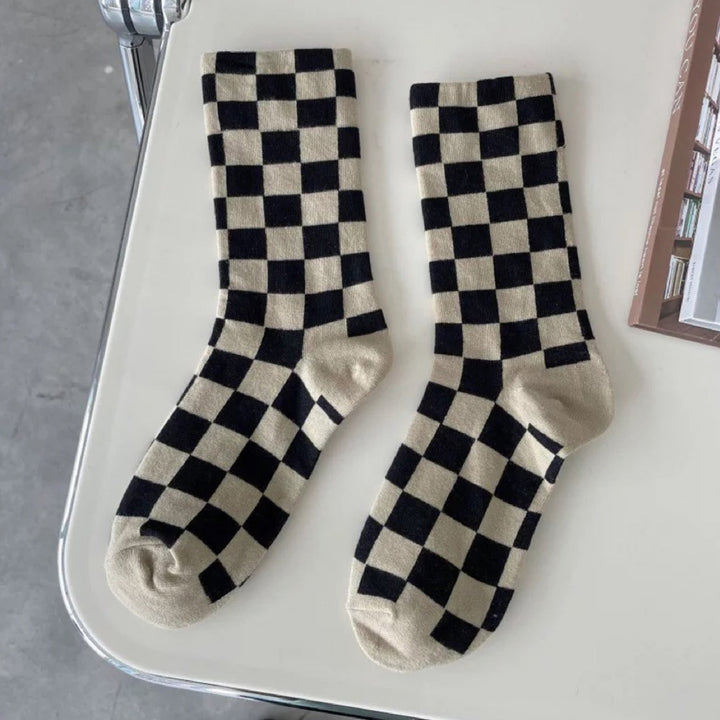 Klassische Schachbrettbaumwäsche Socken