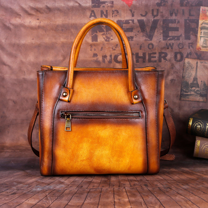 Retro Handmade Embossed Leather Handbag Messenger Bag