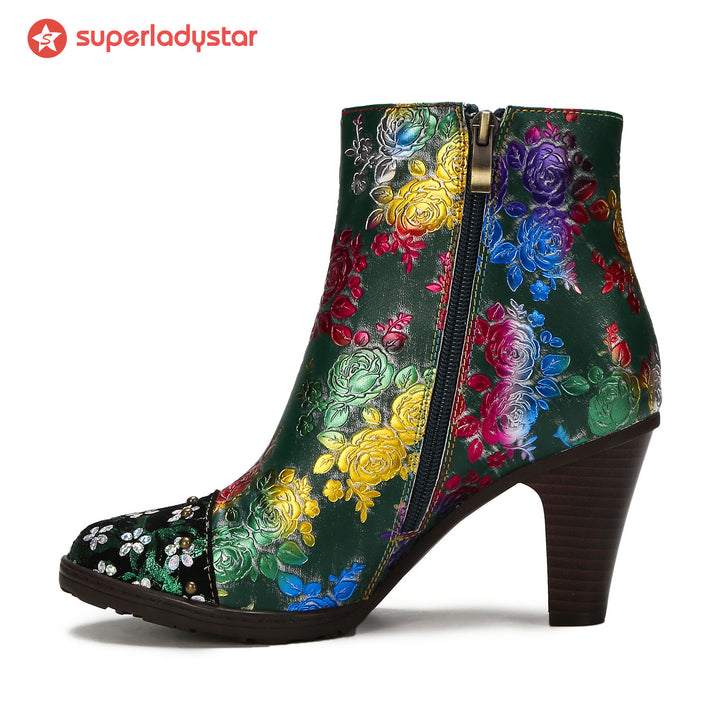 Retro Colorful Comfortable Beaded Ankle Boots
