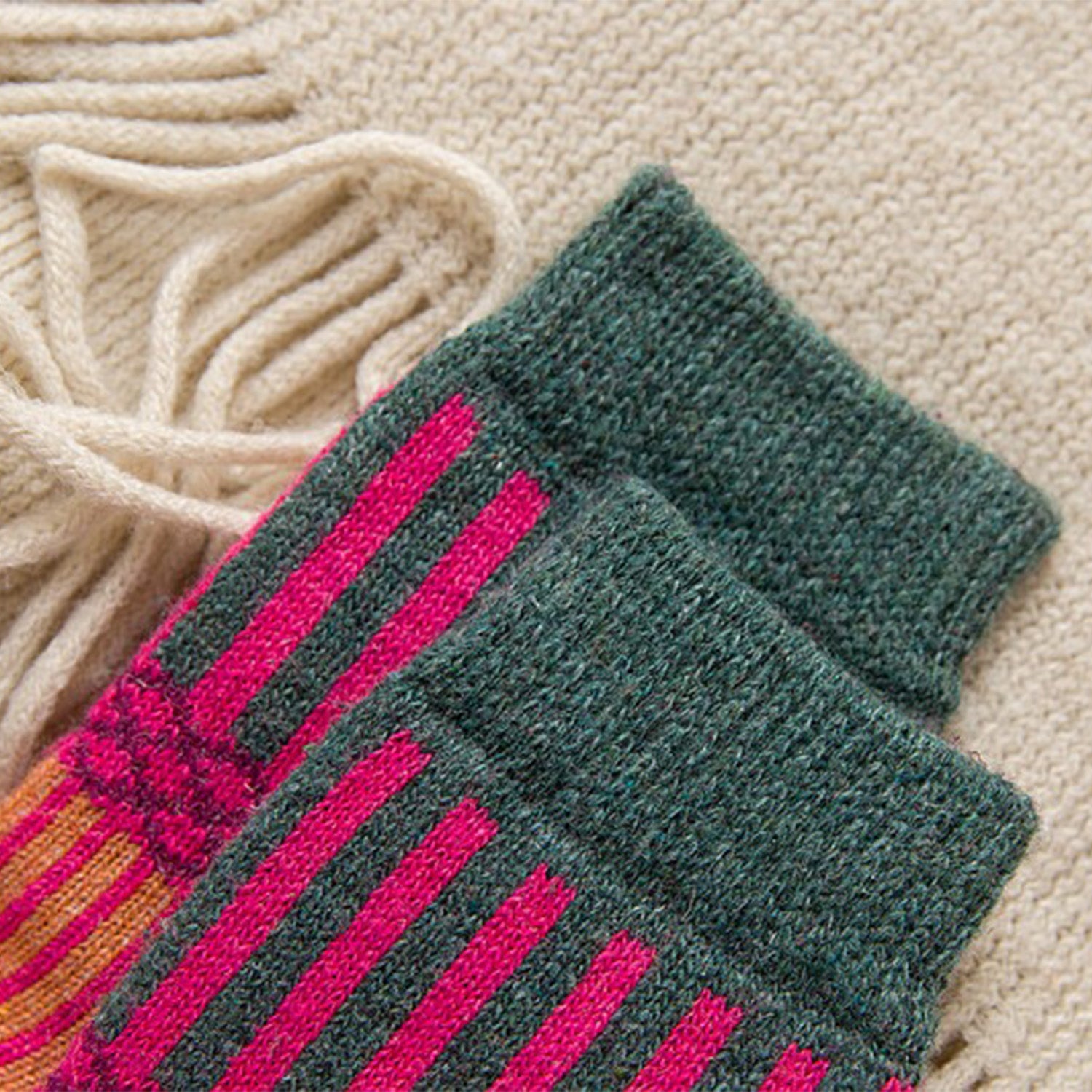 Retro Warm Vertical Stripes Socks