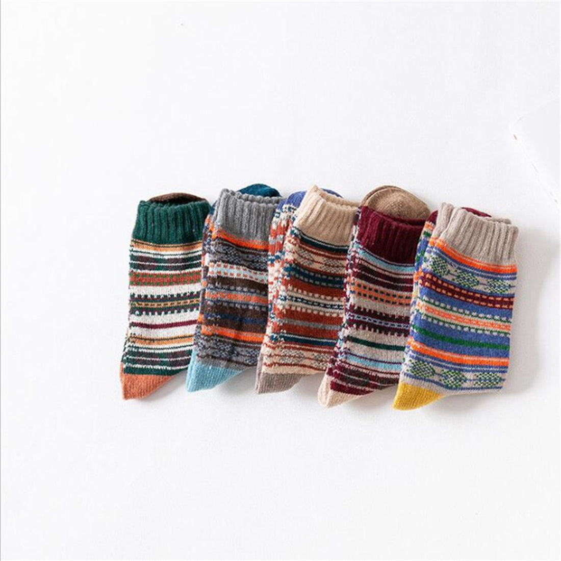 Calcetines de rayas espesas cálidas vintage (5 colores)