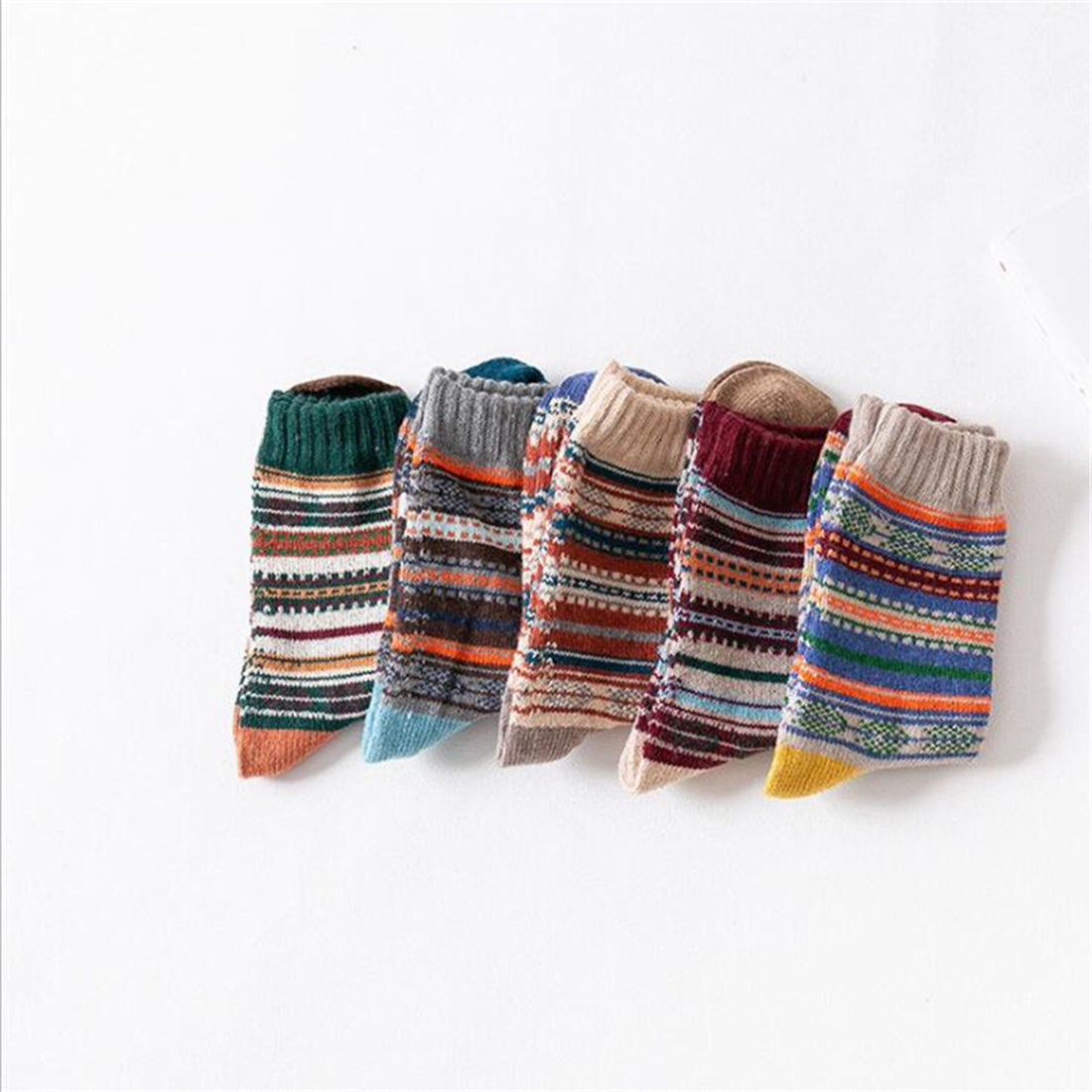 Vintage Warm Thick Stripe Socks(5 Colors)