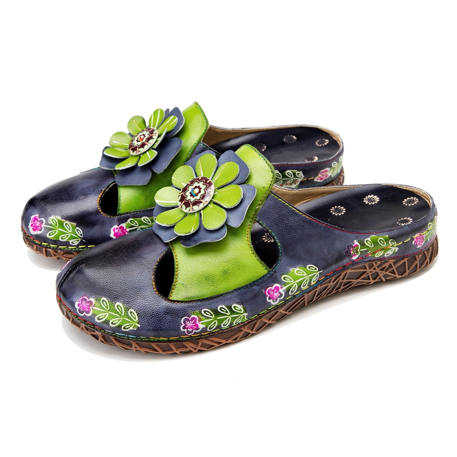 Vintage Printed Handmade Flat Shoes Sandals