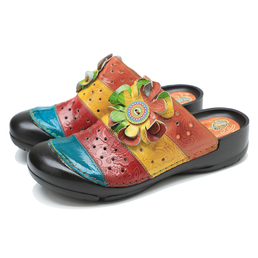Vintage Handmade Stitching Colorful Sandals