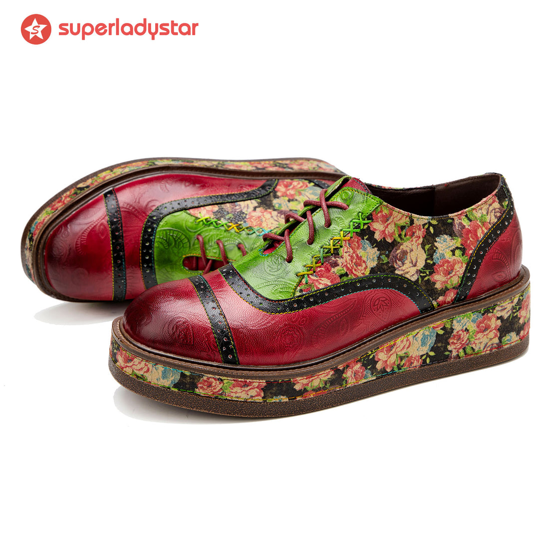 Vintage Comfy Casual Stitching Floral Oxfords Shoes