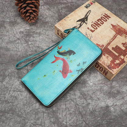 Retro Hand-painting Handmade Fish Pattern Wallet