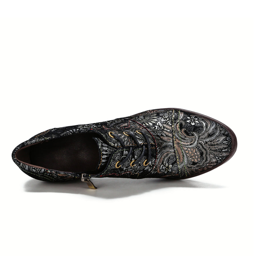 3300~Lurex Vintage-Effect Pumps with Cut-Out