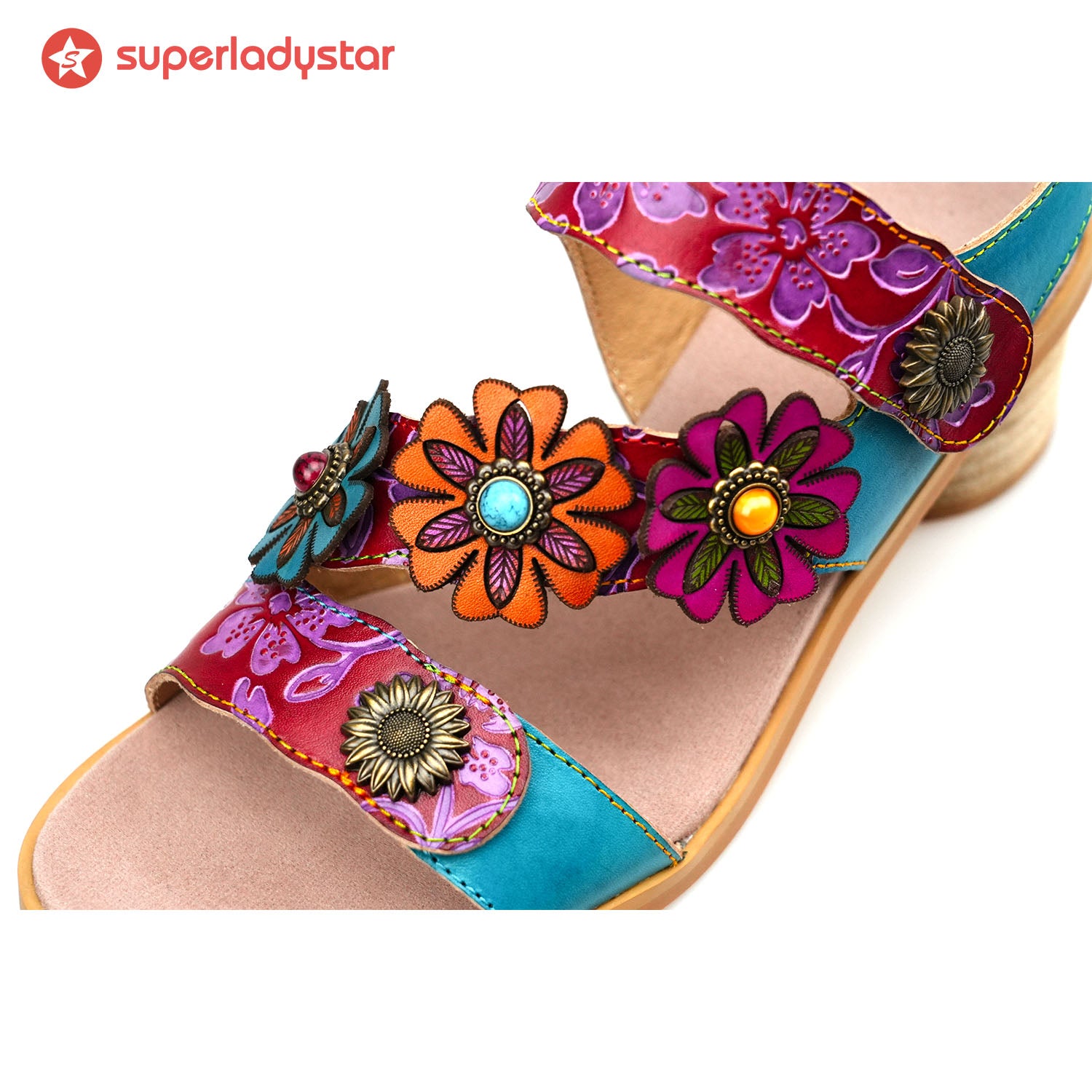 Sandalias florales casuales casuales hechas a mano