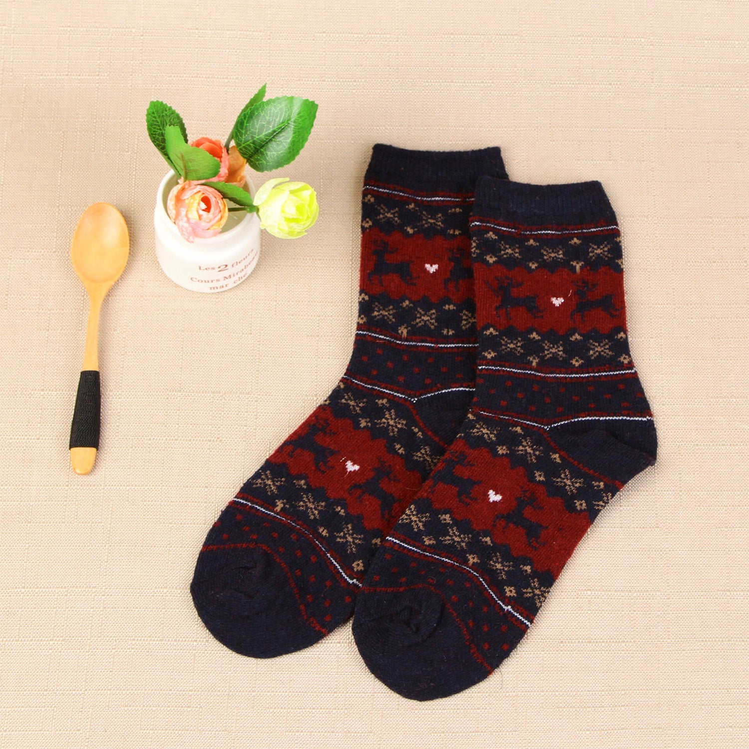 Wool Soft Christmas Deer Socks