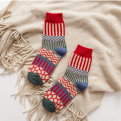 Retro Warm Vertical Stripes Socks