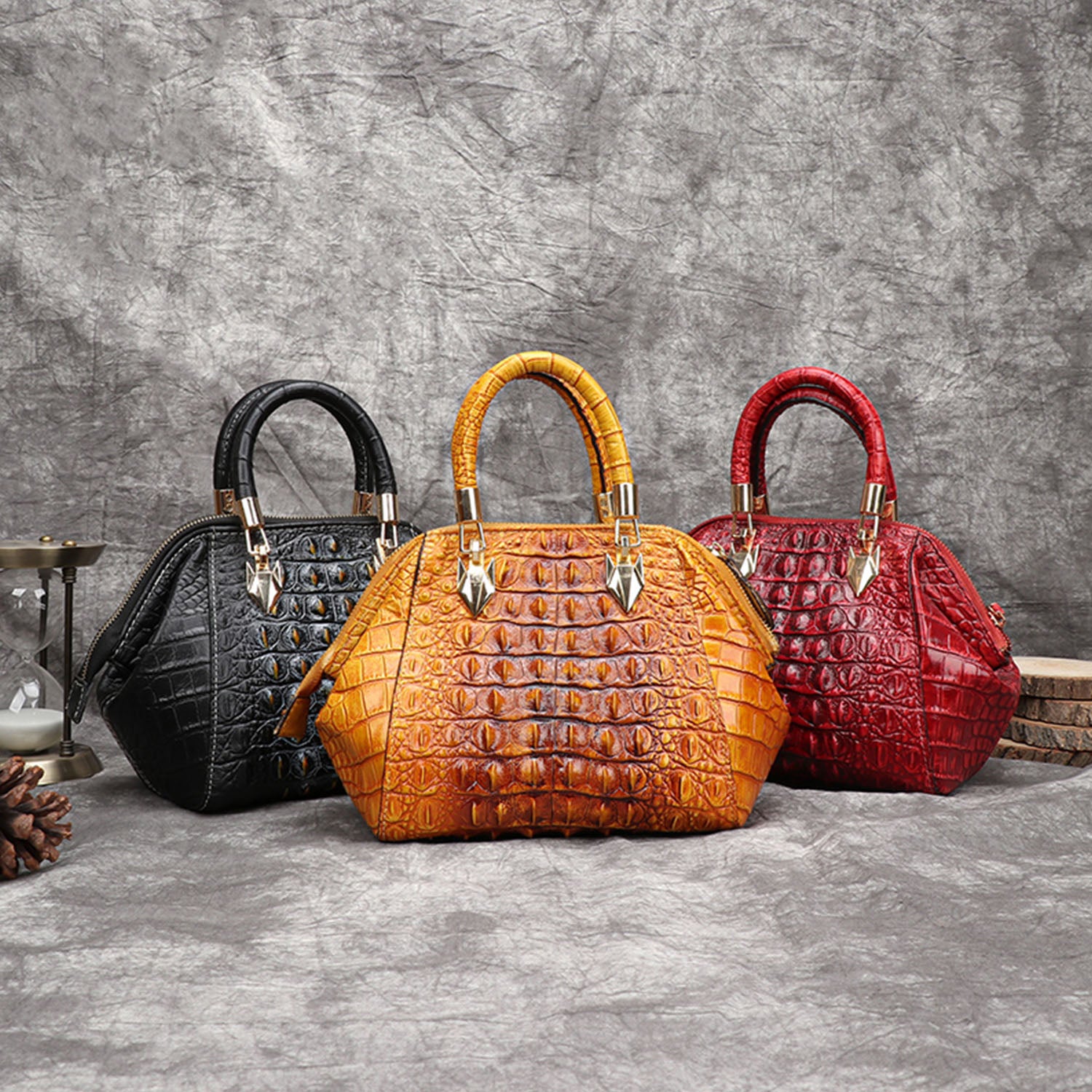 Vintage Leather Fashion Crocodile Pattern Shell Bag