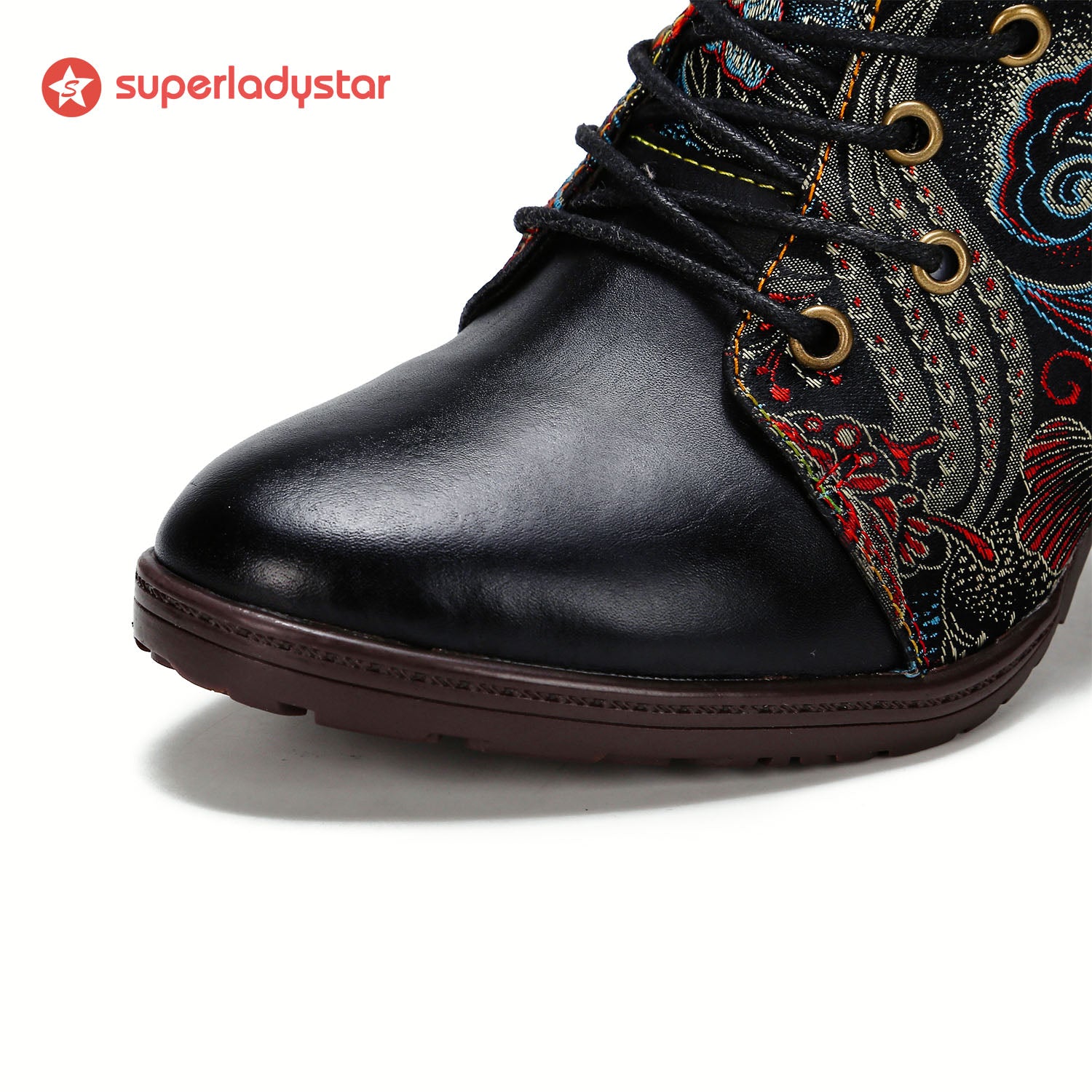 Genuine Leather Embroidered Comfy Boots