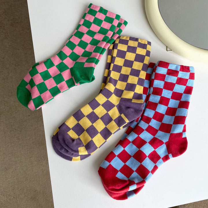 Klassische Schachbrettbaumwäsche Socken