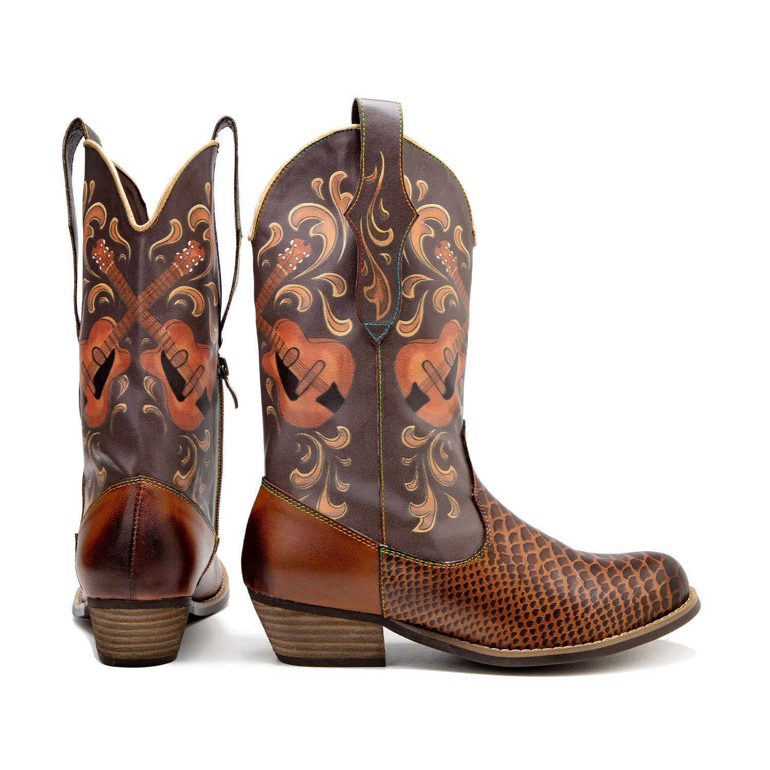 Fischmuster Cowboy -Stiefel