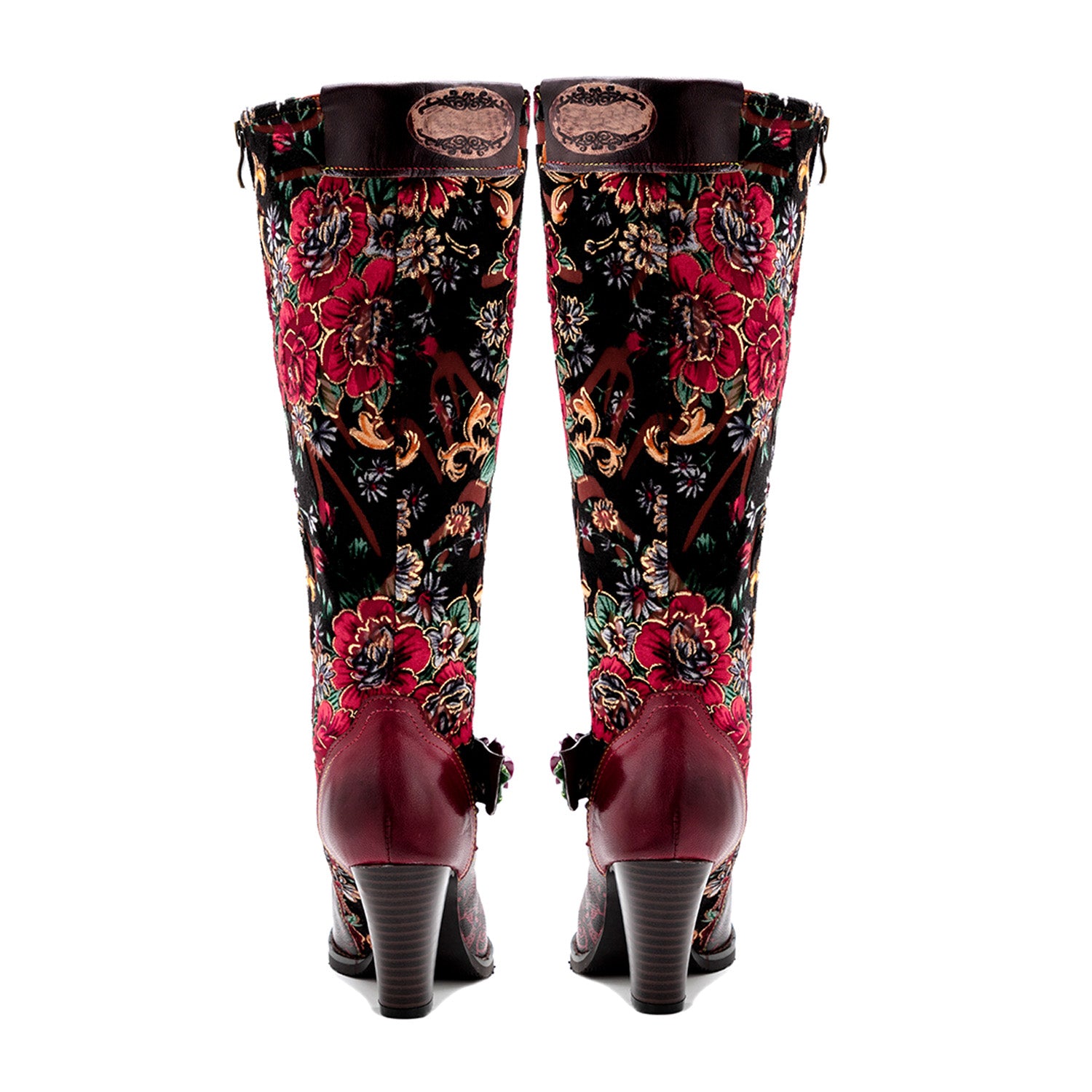 Handmade Floral Embossed Embroidery Elegant Boots