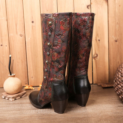 Botas feitas à mão estampadas retrô