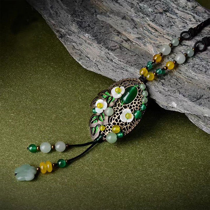 Vintage Agate Tassel Necklace