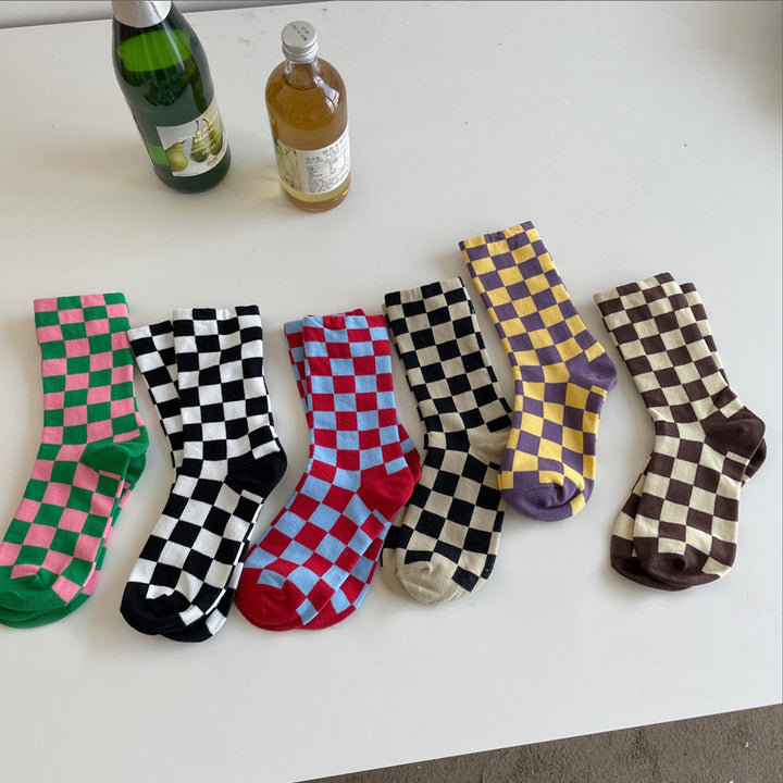 Klassische Schachbrettbaumwäsche Socken