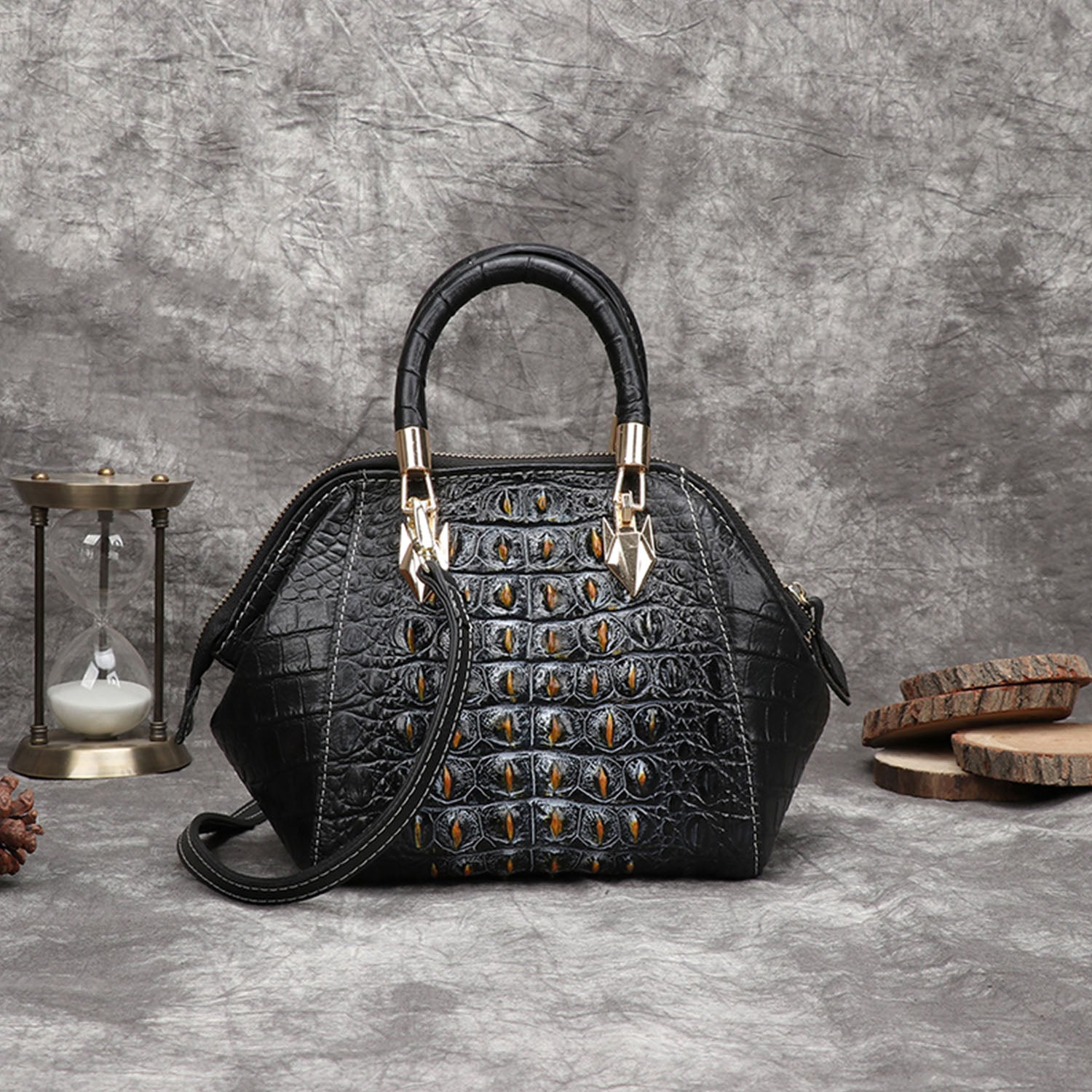 Vintage Leather Fashion Crocodile Pattern Shell Bag