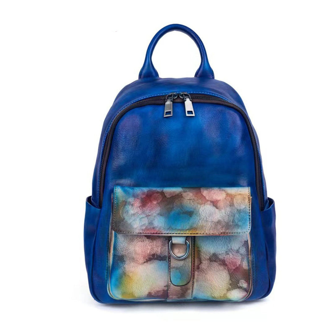 Vintage Colorful Printed Fashion Leather Backpack