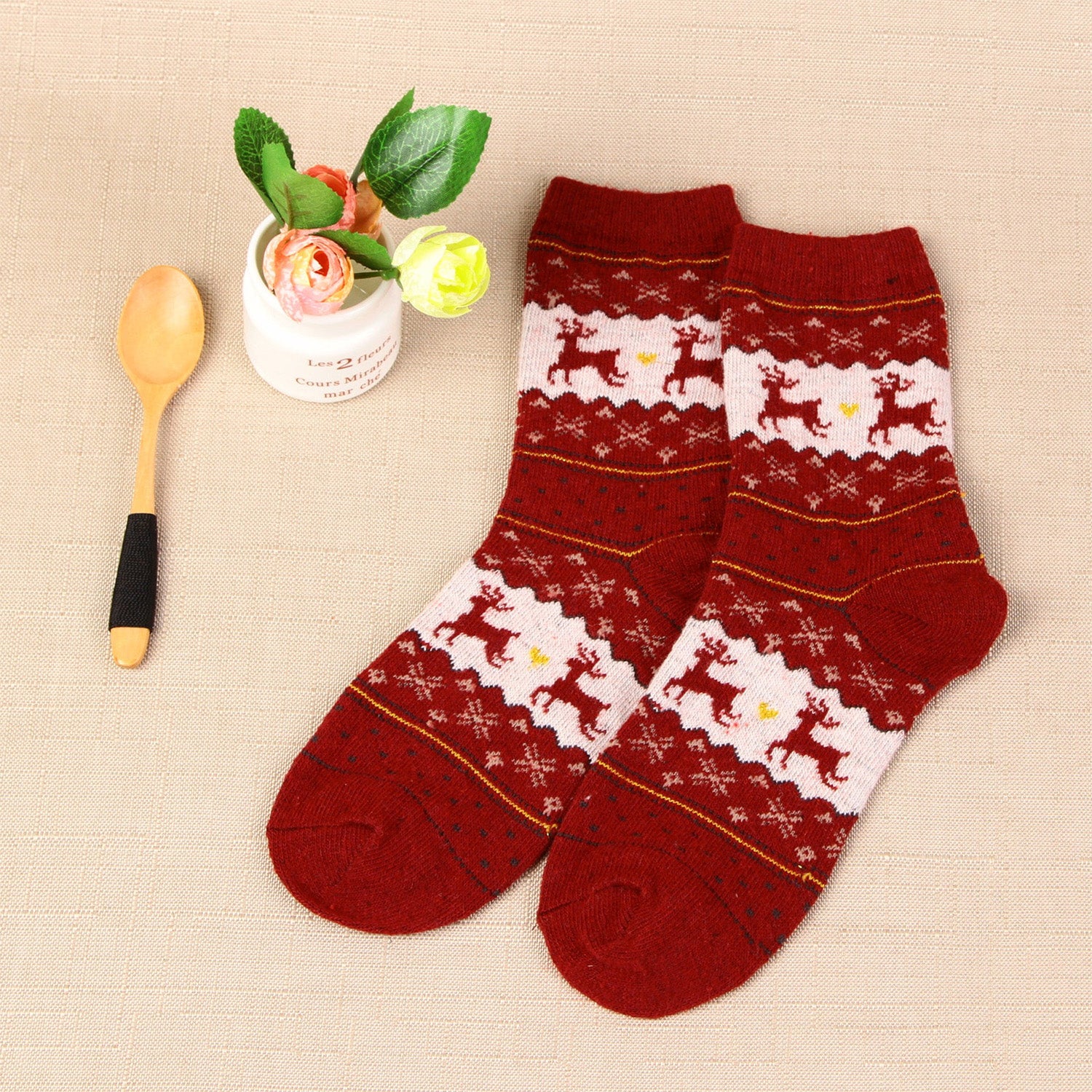 Wool Soft Christmas Deer Socks