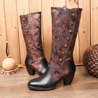 Retro Printed Hand-made Boots