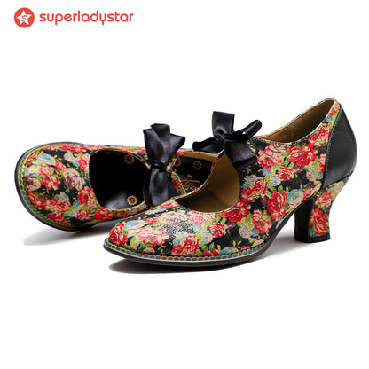 Hand-Painted Floral Laces Elegant Pumps