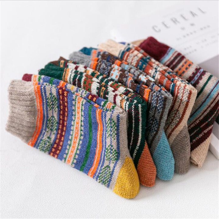 Vintage Warm Thick Stripe Socks(5 Colors)
