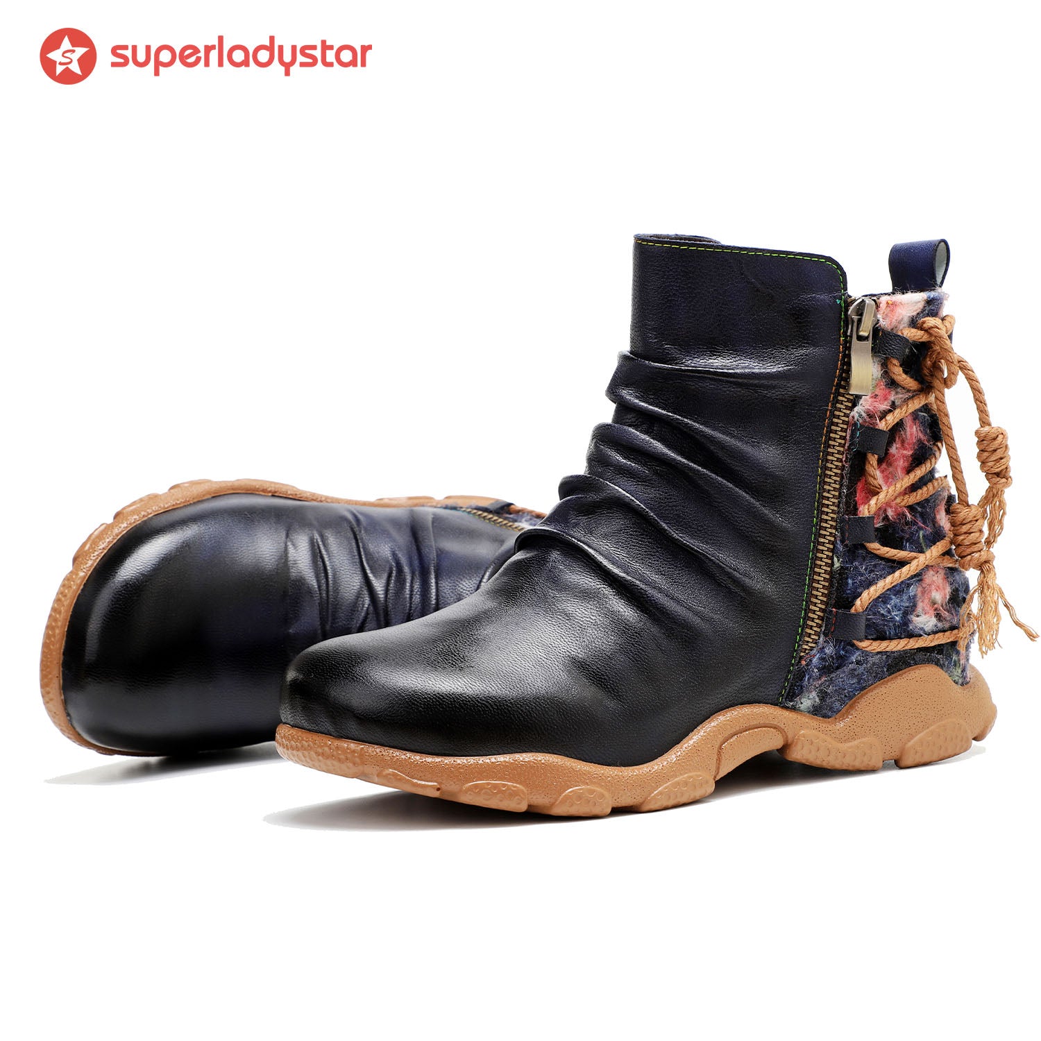 Retro Handmade Leather Strap Warm Ankle Boots