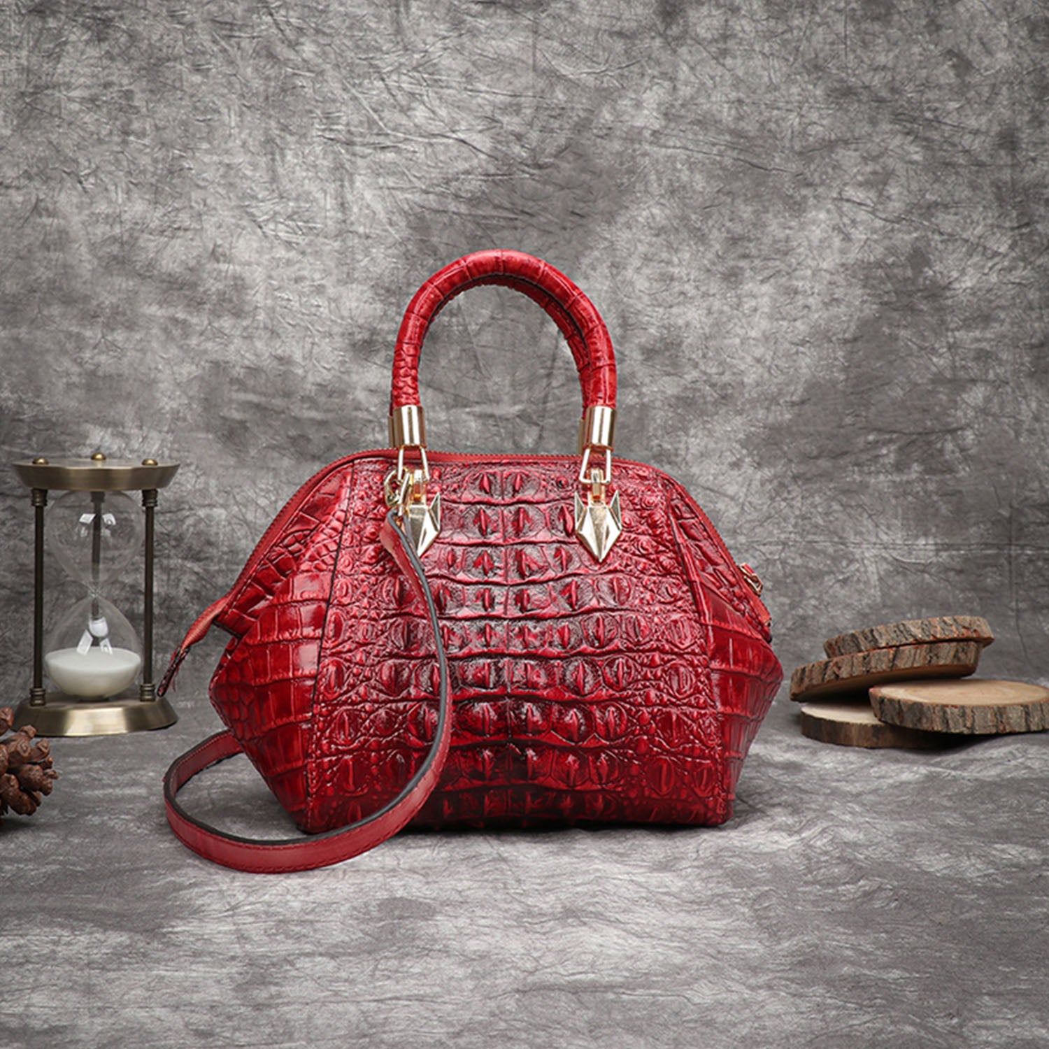 Vintage Leather Fashion Crocodile Pattern Shell Bag