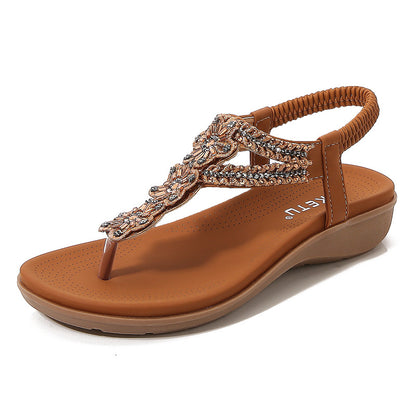 Stylish Metallic Woven Flat Sandals