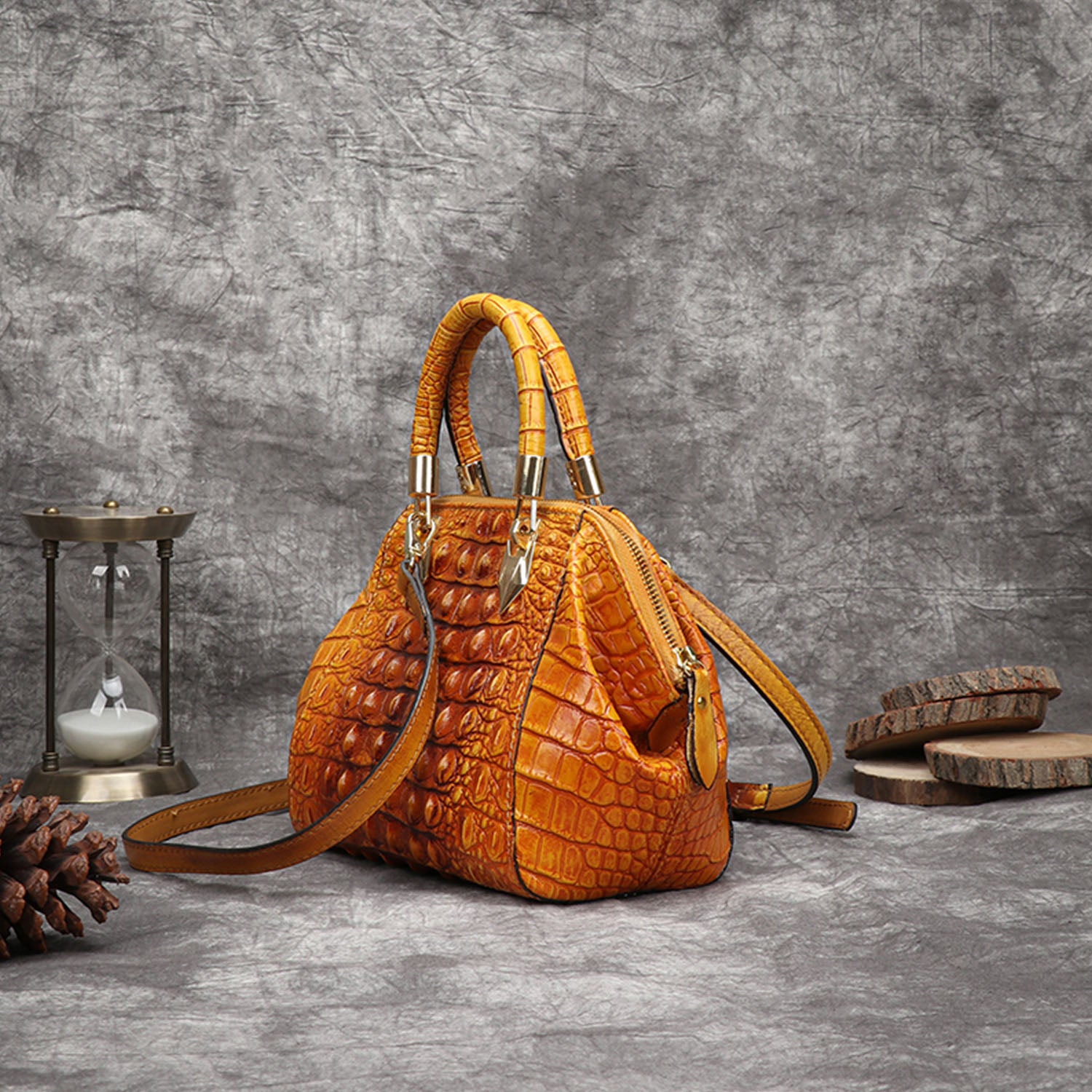 Vintage Leather Fashion Crocodile Pattern Shell Bag