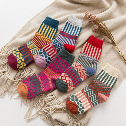 Retro Warm Vertical Stripes Socks