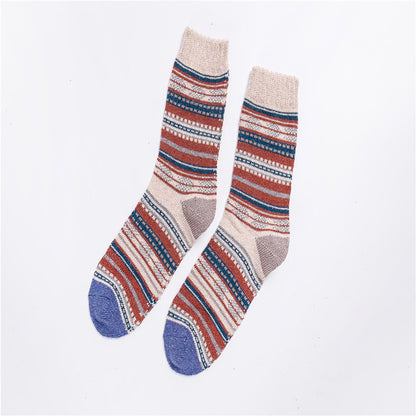 Vintage Warm Thick Stripe Socks(5 Colors)