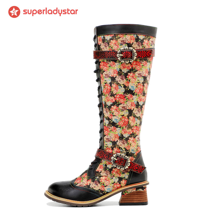 Vintage Hand-printed Stunning Floral Boots