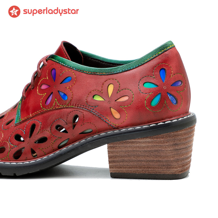 Vintage Handmade Leather Hollow Flat Shoes